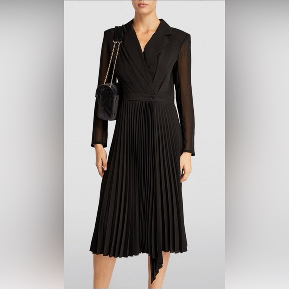 - Sandro Paris dual-material long sleeved dress- size 2 - Picture 2 of 16